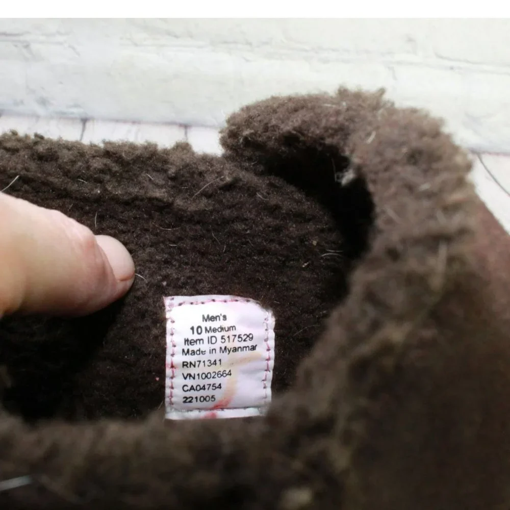 LL Bean Brown Suede Fleece Lined Mountain Moccasin Slippers Boot Size 10 M - Picture 8 of 9